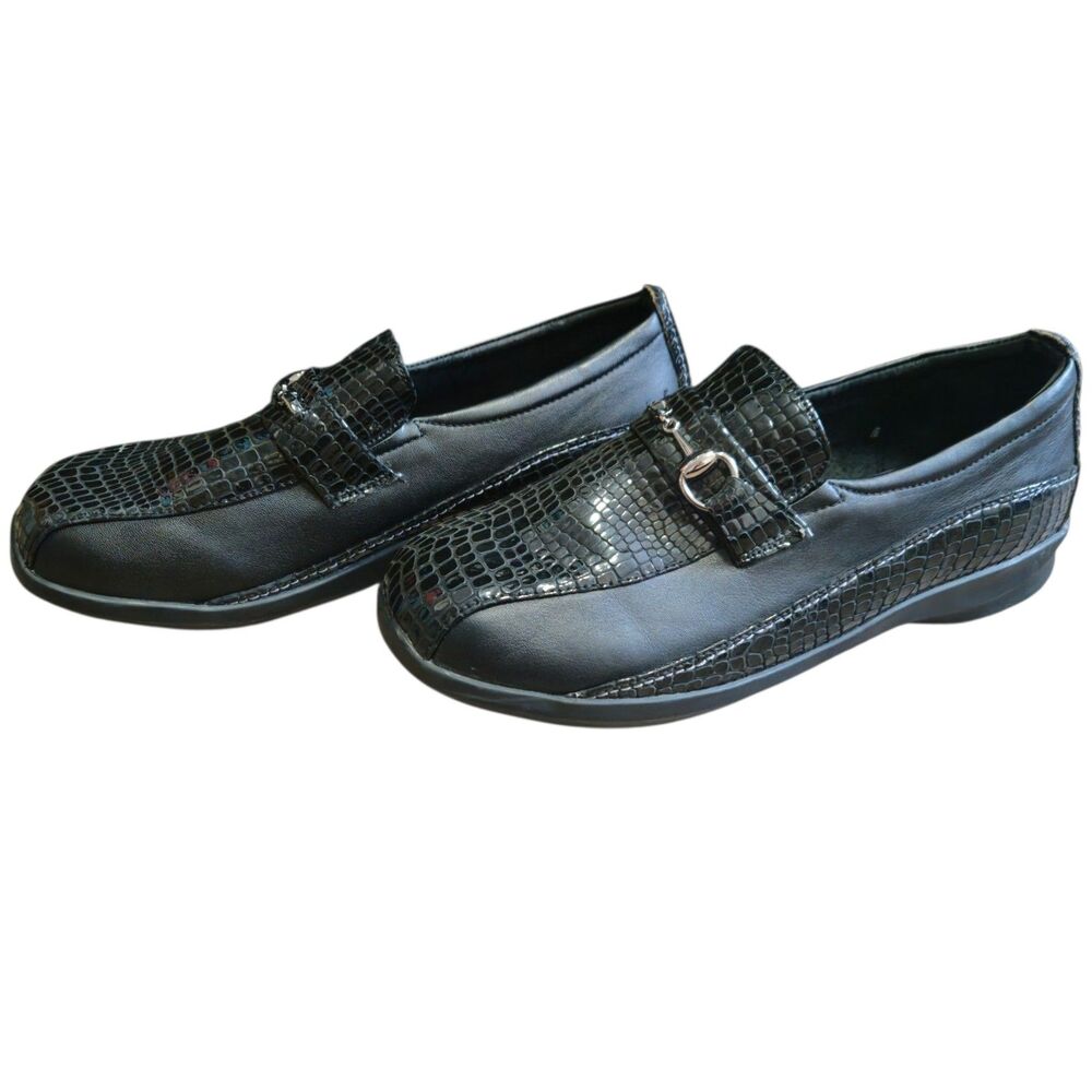 Aetrex E250W Laura Alligator Slip-on Loafer Leather Classic Women 11 X-Wide
